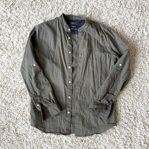 Primark Army Green Cotton Shirt | Button Up Long Sleeve Flannel